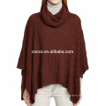 15PKCSP021 winter warm thick cable knitted poncho cashmere